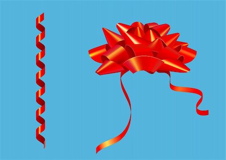 simsearch:400-04374732,k - Vector illustration of glossy red ribbon Gift Bow on blue background. Stock Photo - Budget Royalty-Free & Subscription, Code: 400-04051036