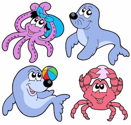simsearch:400-04052109,k - Various cute marine animals collection - vector illustration. Stock Photo - Budget Royalty-Free & Subscription, Code: 400-04052108