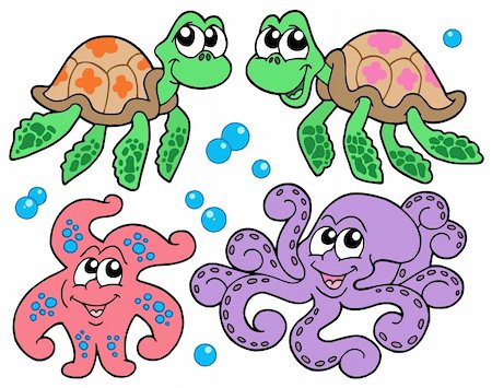Various cute sea animals collection - vector illustration. Stock Photo - Budget Royalty-Free & Subscription, Code: 400-04052109