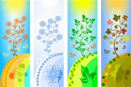 fall winter spring summer nature colors - four seasons background vector illustration Stock Photo - Budget Royalty-Free & Subscription, Code: 400-04053486