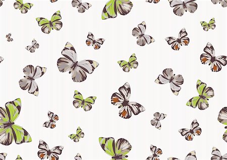 Vector illustration of many funky butterflies of different colors flying around. Seamless Pattern. Stock Photo - Budget Royalty-Free & Subscription, Code: 400-04053997