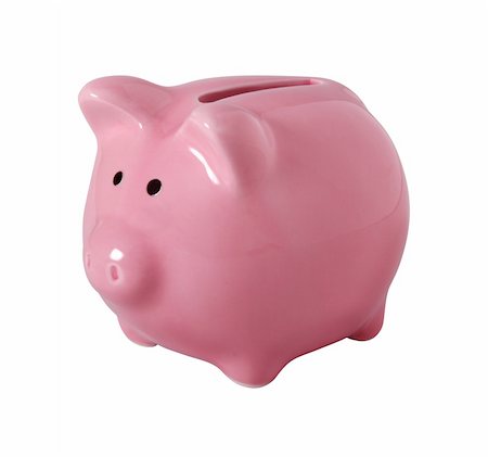 simsearch:400-07218287,k - Pink piggybank made of ceramic isolated on white with clipping path Stock Photo - Budget Royalty-Free & Subscription, Code: 400-04064266