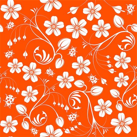simsearch:400-05686210,k - Flower seamless pattern with ladybug, element for design, vector illustration Stock Photo - Budget Royalty-Free & Subscription, Code: 400-04064795