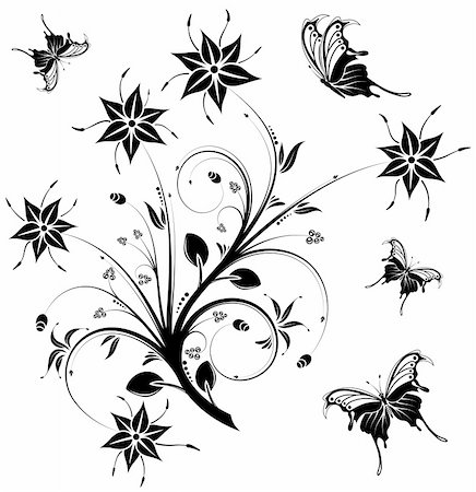 simsearch:400-04060446,k - Flower background with butterfly, element for design, vector illustration Stock Photo - Budget Royalty-Free & Subscription, Code: 400-04064797