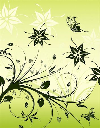 simsearch:400-04060446,k - Flower background with butterfly, element for design, vector illustration Stock Photo - Budget Royalty-Free & Subscription, Code: 400-04064798