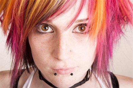 simsearch:400-04016564,k - Close-Up of a Punk Girl with Brightly Colored Hair Stock Photo - Budget Royalty-Free & Subscription, Code: 400-04065615