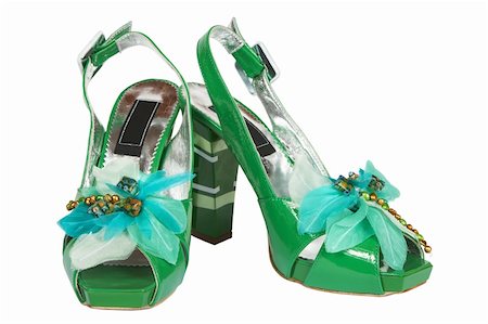 simsearch:400-06070695,k - Female green shoes on a white background Foto de stock - Super Valor sin royalties y Suscripción, Código: 400-04065907