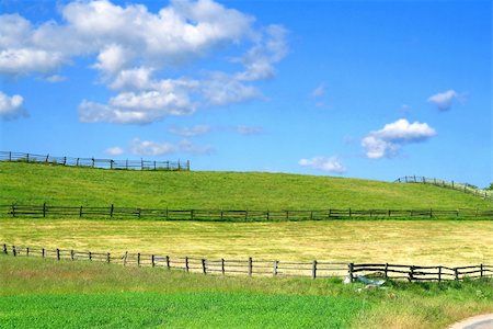 simsearch:400-03991406,k - summer country view with fields and wooden fences, focus set in foreground Stock Photo - Budget Royalty-Free & Subscription, Code: 400-04066857