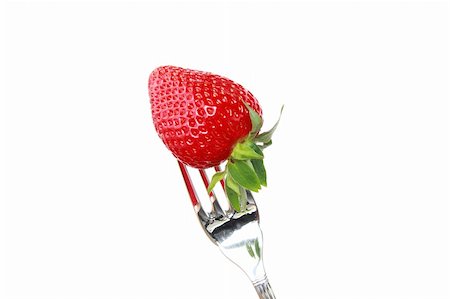 simsearch:400-05370991,k - Strawberry and fork isolated on a white background Stock Photo - Budget Royalty-Free & Subscription, Code: 400-04067612
