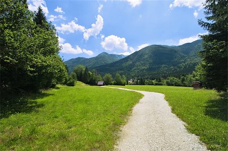 simsearch:400-05135647,k - Green Spring Valley with meadows and mountains in the background Stock Photo - Budget Royalty-Free & Subscription, Code: 400-04067826