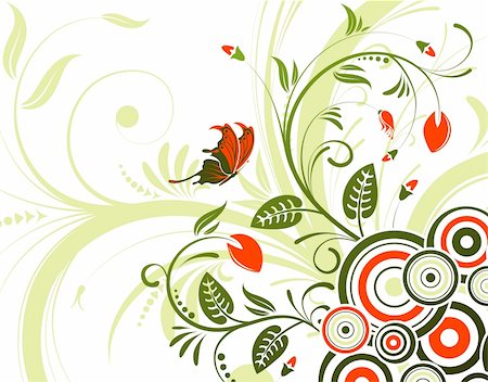 simsearch:400-04060446,k - Flower background with butterfly and circle, element for design, vector illustration Stock Photo - Budget Royalty-Free & Subscription, Code: 400-04068224