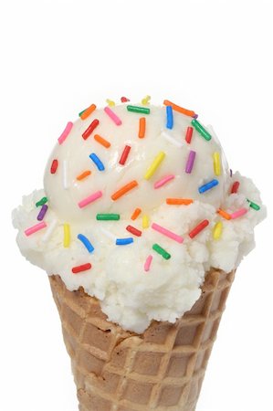 simsearch:400-05718903,k - Vanilla Ice Cream Cone topped with colorful sprinkles Stock Photo - Budget Royalty-Free & Subscription, Code: 400-04069751