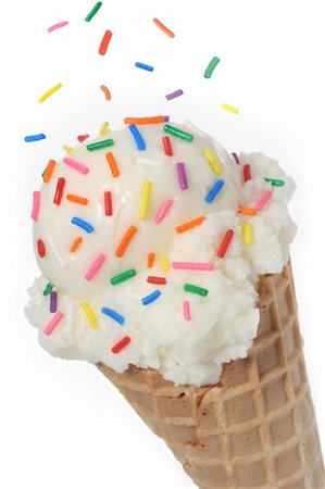 simsearch:400-05718903,k - Vanilla Ice Cream Cone topped with colorful sprinkles Stock Photo - Budget Royalty-Free & Subscription, Code: 400-04069752