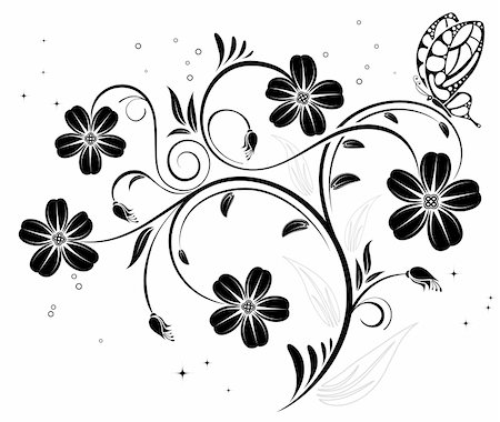 simsearch:400-04060446,k - Flower background with butterfly, element for design, vector illustration Stock Photo - Budget Royalty-Free & Subscription, Code: 400-04060131