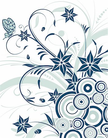 simsearch:400-04060446,k - Flower background with butterfly and circle, element for design, vector illustration Stock Photo - Budget Royalty-Free & Subscription, Code: 400-04060154