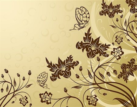 simsearch:400-04060446,k - Flower background with butterfly, element for design, vector illustration Stock Photo - Budget Royalty-Free & Subscription, Code: 400-04060194