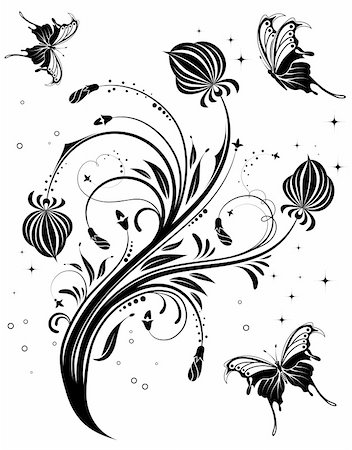 simsearch:400-04060446,k - Flower background with butterfly, element for design, vector illustration Stock Photo - Budget Royalty-Free & Subscription, Code: 400-04060446