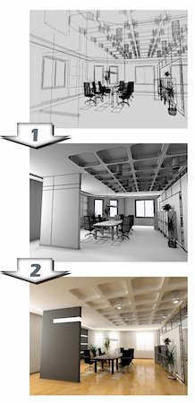 the stages of office interior CAD project Stock Photo - Budget Royalty-Free & Subscription, Code: 400-04061037