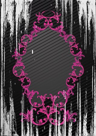 simsearch:400-05077687,k - Black and pink vector illustration of an abstract floral frame Stock Photo - Budget Royalty-Free & Subscription, Code: 400-04062841