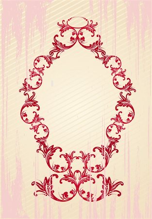 simsearch:400-05077687,k - Red and beige vector illustration of an abstract floral frame Stock Photo - Budget Royalty-Free & Subscription, Code: 400-04062843