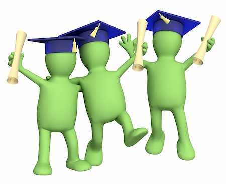 simsearch:400-06688304,k - Happy friends schoolfellows with diplomas. Object over white Photographie de stock - Aubaine LD & Abonnement, Code: 400-04062955