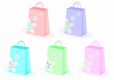 simsearch:400-04263617,k - Shopping bags decorated with flowers over white background Photographie de stock - Aubaine LD & Abonnement, Code: 400-04063294