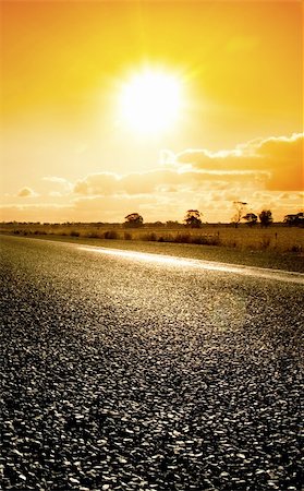 road landscape - Orange sunset over rural highway Stock Photo - Budget Royalty-Free & Subscription, Code: 400-04063692