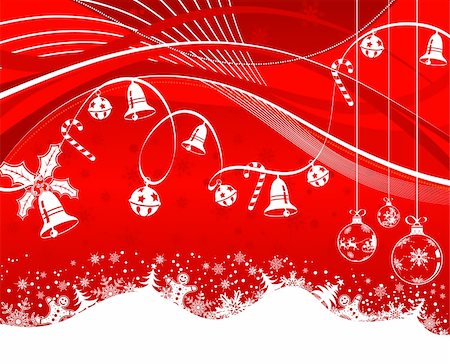 simsearch:400-05374105,k - Christmas background with snowflakes, bell, cake, candy and wave pattern, element for design, vector illustration Stock Photo - Budget Royalty-Free & Subscription, Code: 400-04074341