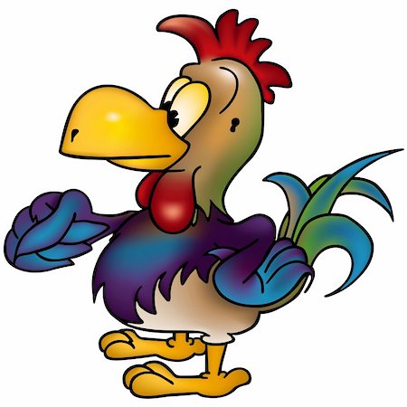 simsearch:400-04116240,k - Rooster - colored cartoon illustration as vector Stock Photo - Budget Royalty-Free & Subscription, Code: 400-04077035