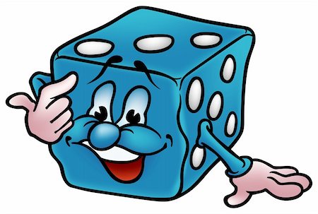 simsearch:400-04116240,k - Blue Dice - colored cartoon illustration as vector Stock Photo - Budget Royalty-Free & Subscription, Code: 400-04077032
