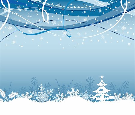 simsearch:400-05374105,k - Christmas background with tree, snowflakes and decoration element, vector illustration Stock Photo - Budget Royalty-Free & Subscription, Code: 400-04077477