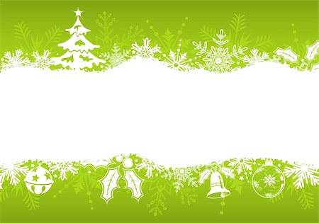 simsearch:400-05374105,k - Christmas frame with tree, snowflakes and decoration element, vector illustration Stock Photo - Budget Royalty-Free & Subscription, Code: 400-04077473