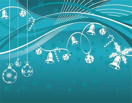 simsearch:400-05374105,k - Christmas background with snowflakes, bell, candy and wave pattern, element for design, vector illustration Stock Photo - Budget Royalty-Free & Subscription, Code: 400-04077867