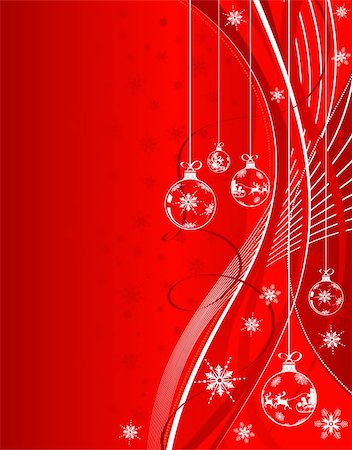 simsearch:400-05374105,k - Christmas background with snowflakes, baubles and wave pattern, element for design, vector illustration Stock Photo - Budget Royalty-Free & Subscription, Code: 400-04077868