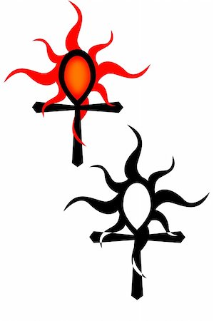 Tribal ankh with sun tattoos on white Stock Photo - Budget Royalty-Free & Subscription, Code: 400-04078390