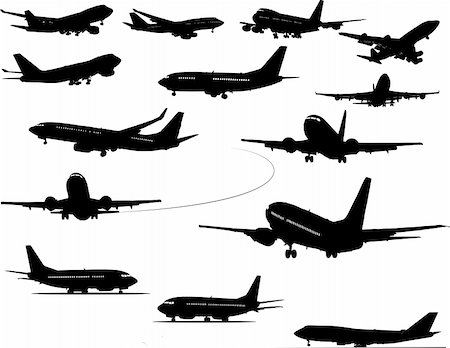 Airplane silhouettes vector illustration Stock Photo - Budget Royalty-Free & Subscription, Code: 400-04078470