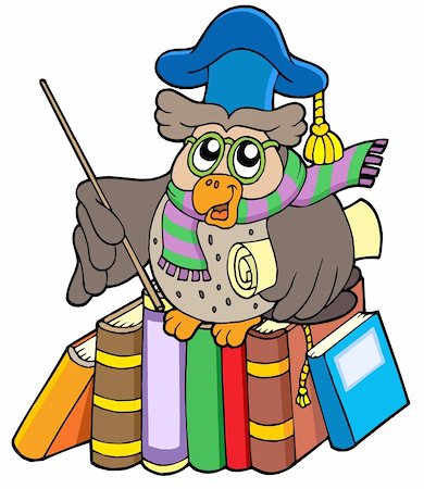 simsearch:400-04860880,k - Owl teacher with parchment and books - vector illustration. Stock Photo - Budget Royalty-Free & Subscription, Code: 400-04078524
