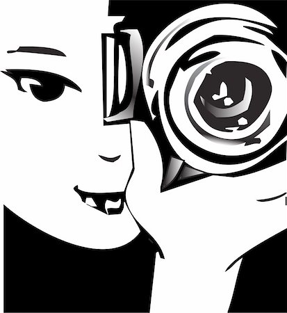 simsearch:400-04590657,k - photographer, black and white illustration or logo Stock Photo - Budget Royalty-Free & Subscription, Code: 400-04079359