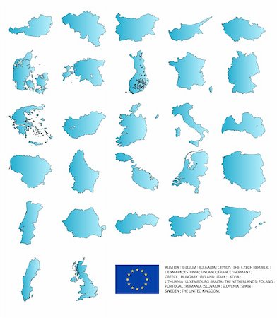 simsearch:400-04915019,k - maps of european countrys on white background,  vector art in Adobe illustrator EPS format, compressed in a zip file. The different graphics are all on separate layers so they can easily be moved or edited individually. Stock Photo - Budget Royalty-Free & Subscription, Code: 400-04079392