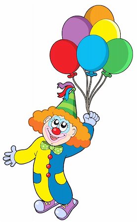 simsearch:400-04236834,k - Flying clown with balloons - vector illustration. Stock Photo - Budget Royalty-Free & Subscription, Code: 400-04079487