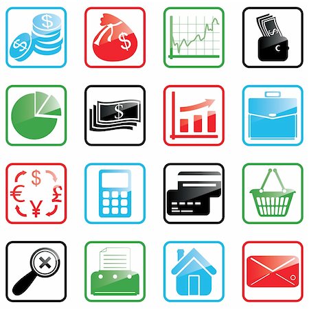 Vector illustration of finance and shopping icons Stock Photo - Budget Royalty-Free & Subscription, Code: 400-04071040