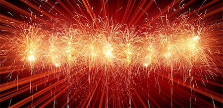 simsearch:400-04573554,k - Digitally enhanced firework.  Red row of rockets with light rays in background. Banner (panorama) format. Stock Photo - Budget Royalty-Free & Subscription, Code: 400-04071736