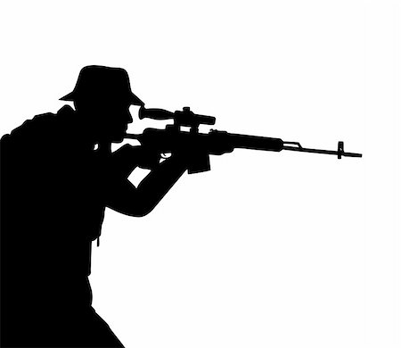 simsearch:400-04072400,k - Black silhouette of the riflemen isolated on white Stock Photo - Budget Royalty-Free & Subscription, Code: 400-04072400