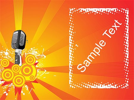 simsearch:400-04084371,k - microphone and halftone background with sample text, banner Stock Photo - Budget Royalty-Free & Subscription, Code: 400-04072430