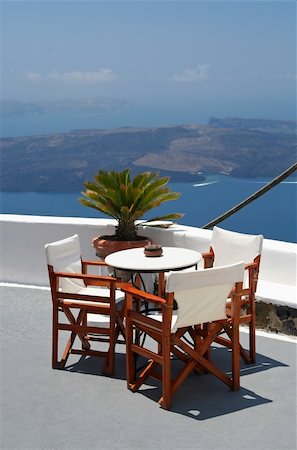Balcony of a hotel at Santorini Island, Greece Stock Photo - Budget Royalty-Free & Subscription, Code: 400-04073838