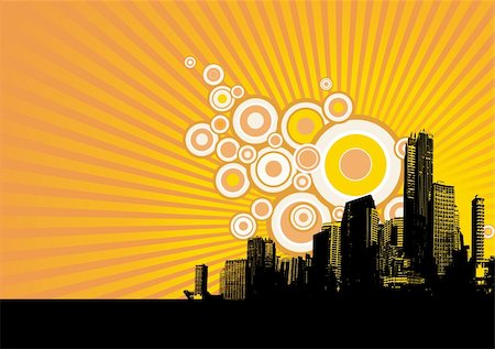 Black city on yellow background. Vector Stock Photo - Budget Royalty-Free & Subscription, Code: 400-04084503