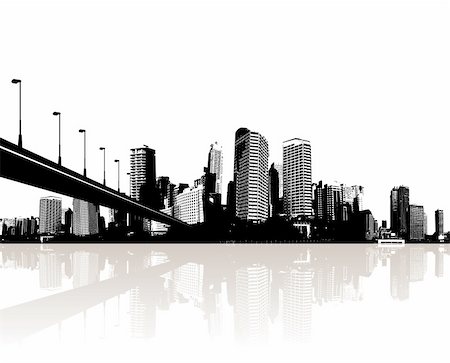 City reflected in the water. Vector Stock Photo - Budget Royalty-Free & Subscription, Code: 400-04084730
