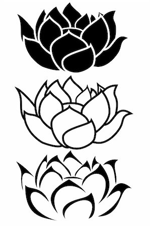 a lotus flower tribal tattoo set Stock Photo - Budget Royalty-Free & Subscription, Code: 400-04084792