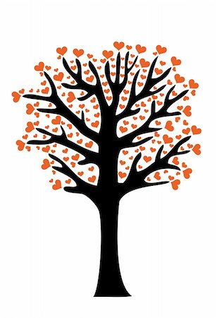 simsearch:400-06686195,k - tree with heart leaves, vector background Photographie de stock - Aubaine LD & Abonnement, Code: 400-04084812