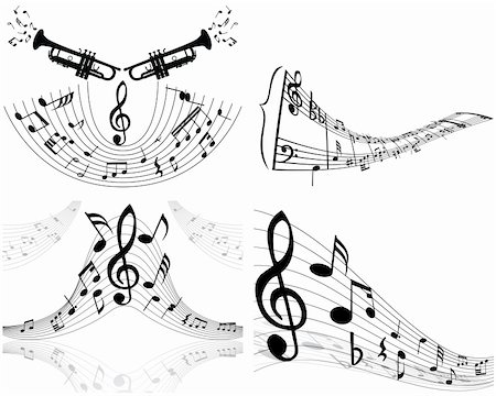 simsearch:400-04563238,k - Set of four vector musical notes staff Stock Photo - Budget Royalty-Free & Subscription, Code: 400-04084893